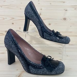 Nine West "Oksana" Tweed  Square Toe Chunky Pumps